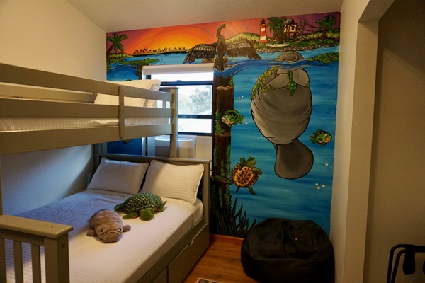 Bunk Room with Manatee Mural from local Artist Gnarly Carly