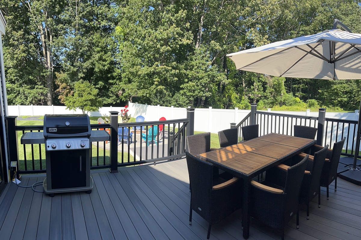 Gas grill with outdoor seating