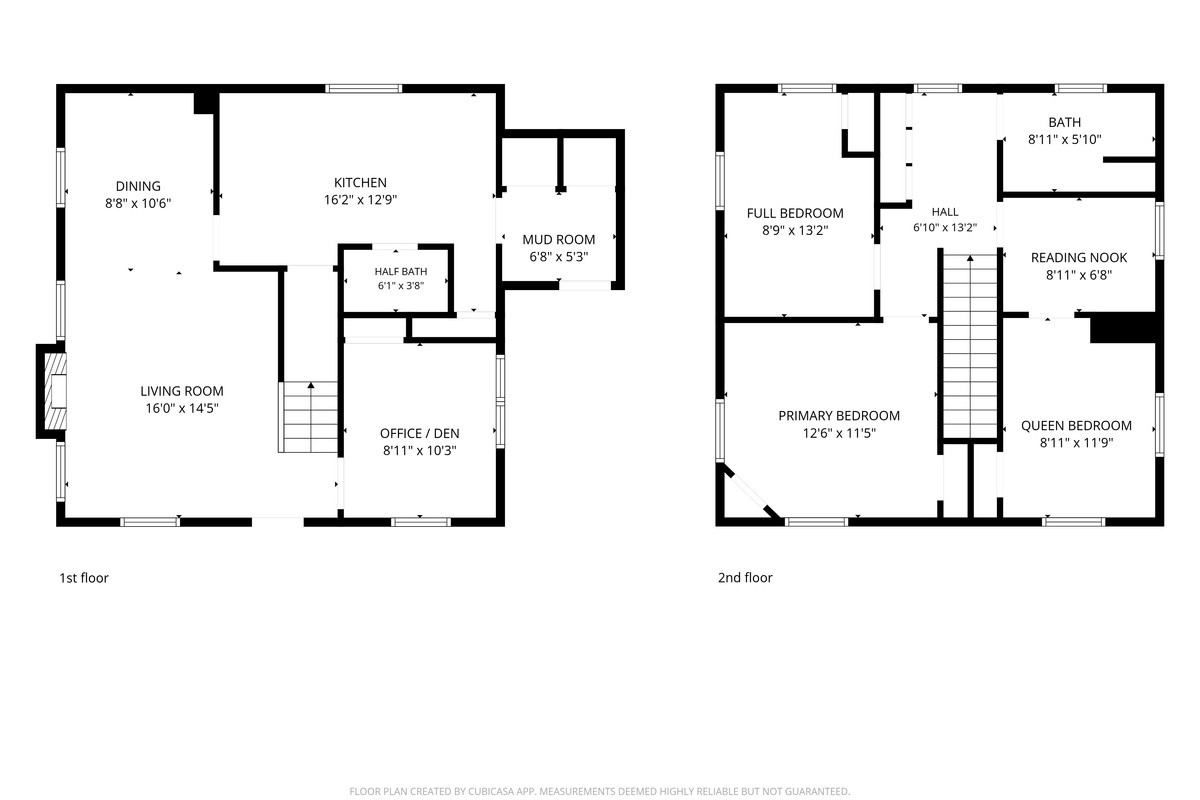 A detailed vacation rental floor plan showing the 3-bedroom, 1.5-bath configuration. This home layout highlights the spacious kitchen, mudroom entryway, dedicated living spaces, and the specific upper-level layout of this group accommodation.