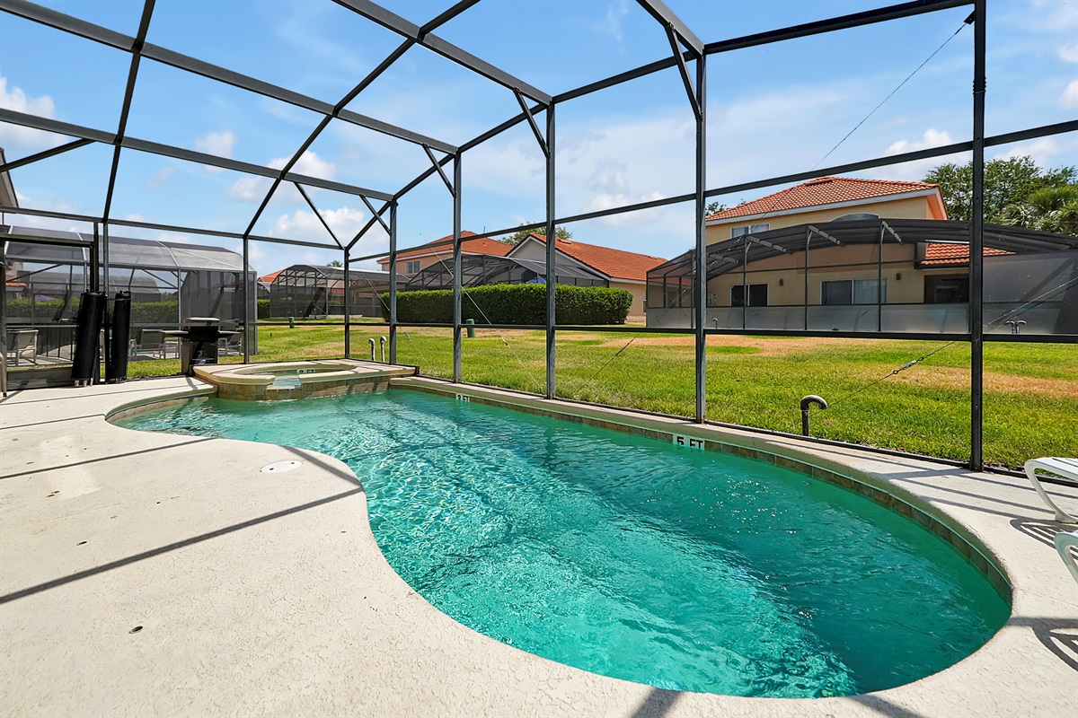 Retreat to your secluded pool deck for a refreshing morning dip, or soak under the stars in your private, bubbling hot tub 