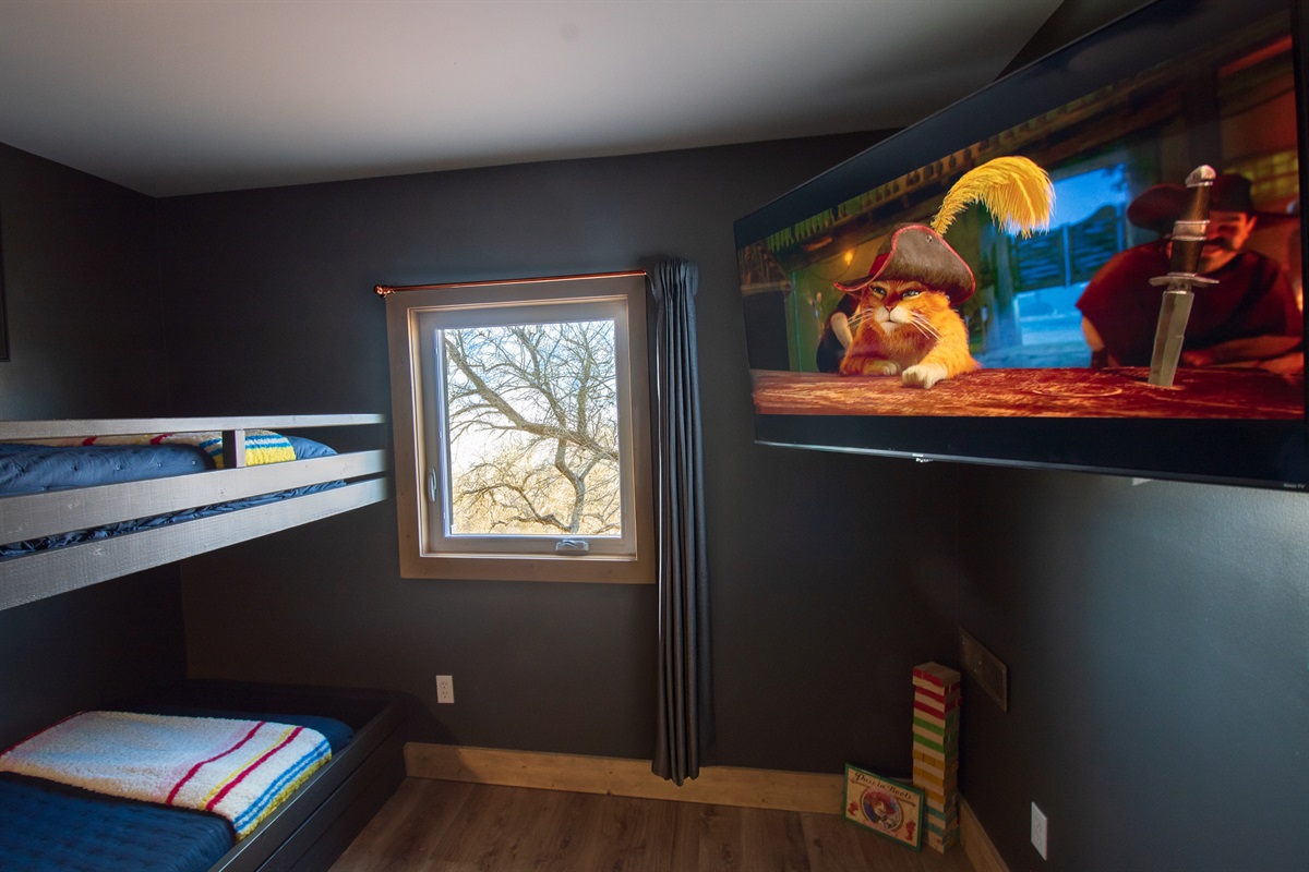 Close the blackout shades and feel like you're really at the theatre in our kid's bunkroom!