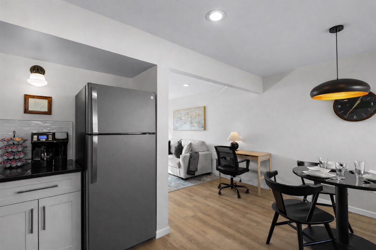 Open-concept layout connecting the kitchen, dining, and living areas—designed for comfort, functionality, and an easy, relaxed stay.