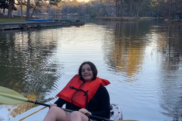 Kayaking on the peaceful lake