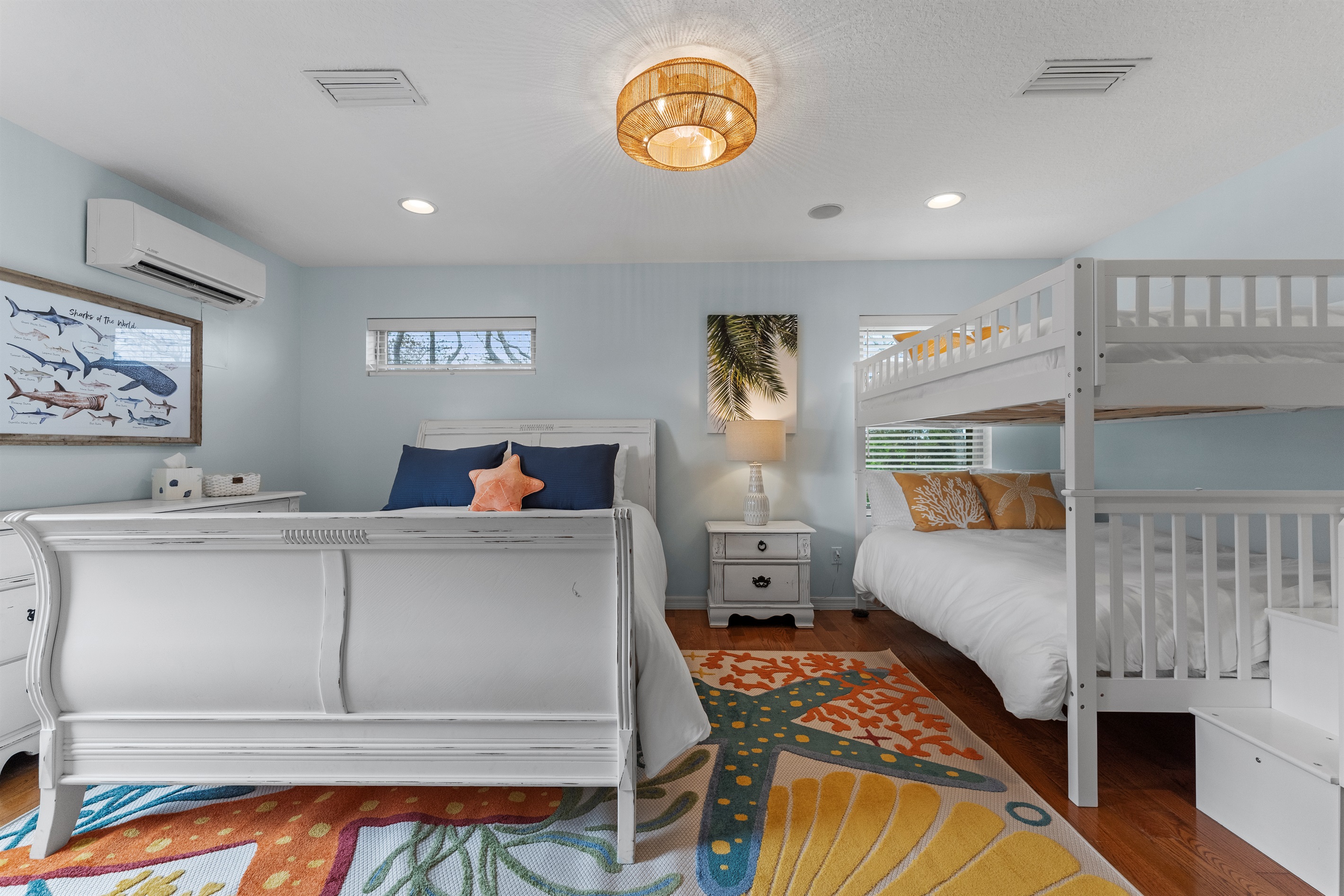 Upstairs bedroom #3 Queen bed and now a full over full bunk bed