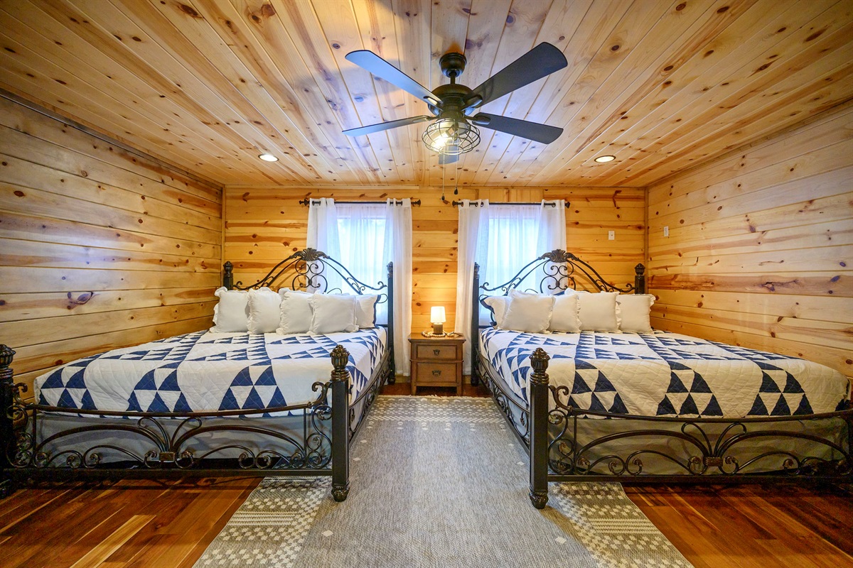 Bedroom 2: Upstairs with 2 king beds and smart tv
