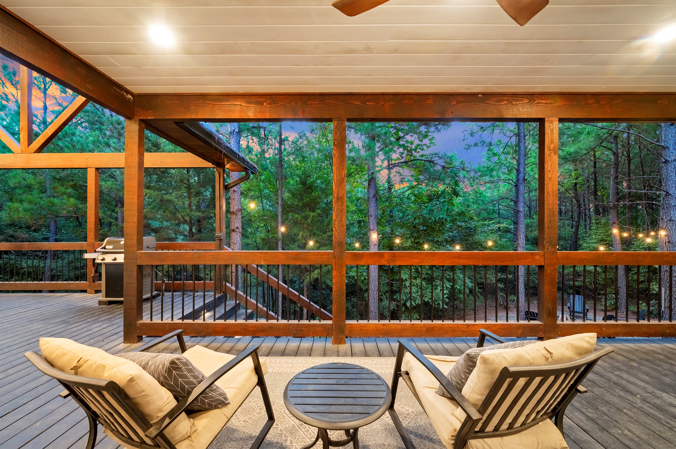 Your Back Deck is the ultimate morning breakfast spot.  Sip your coffee & listen to the wildlife.  Extremely peaceful way to start your day!