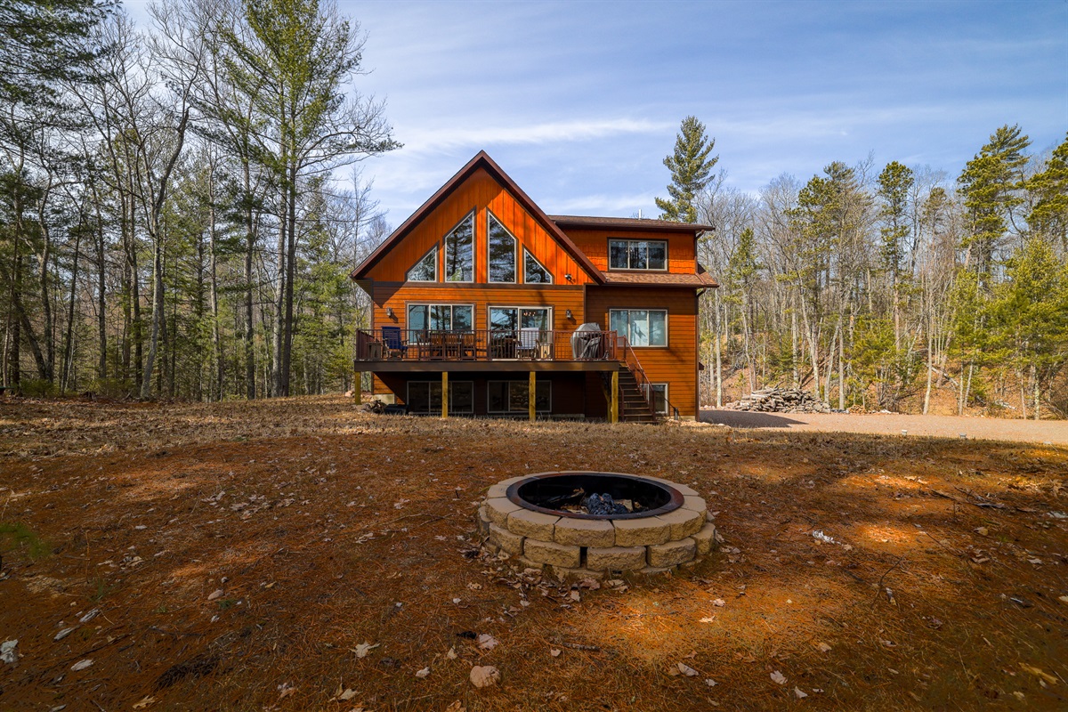View from lake, firepit