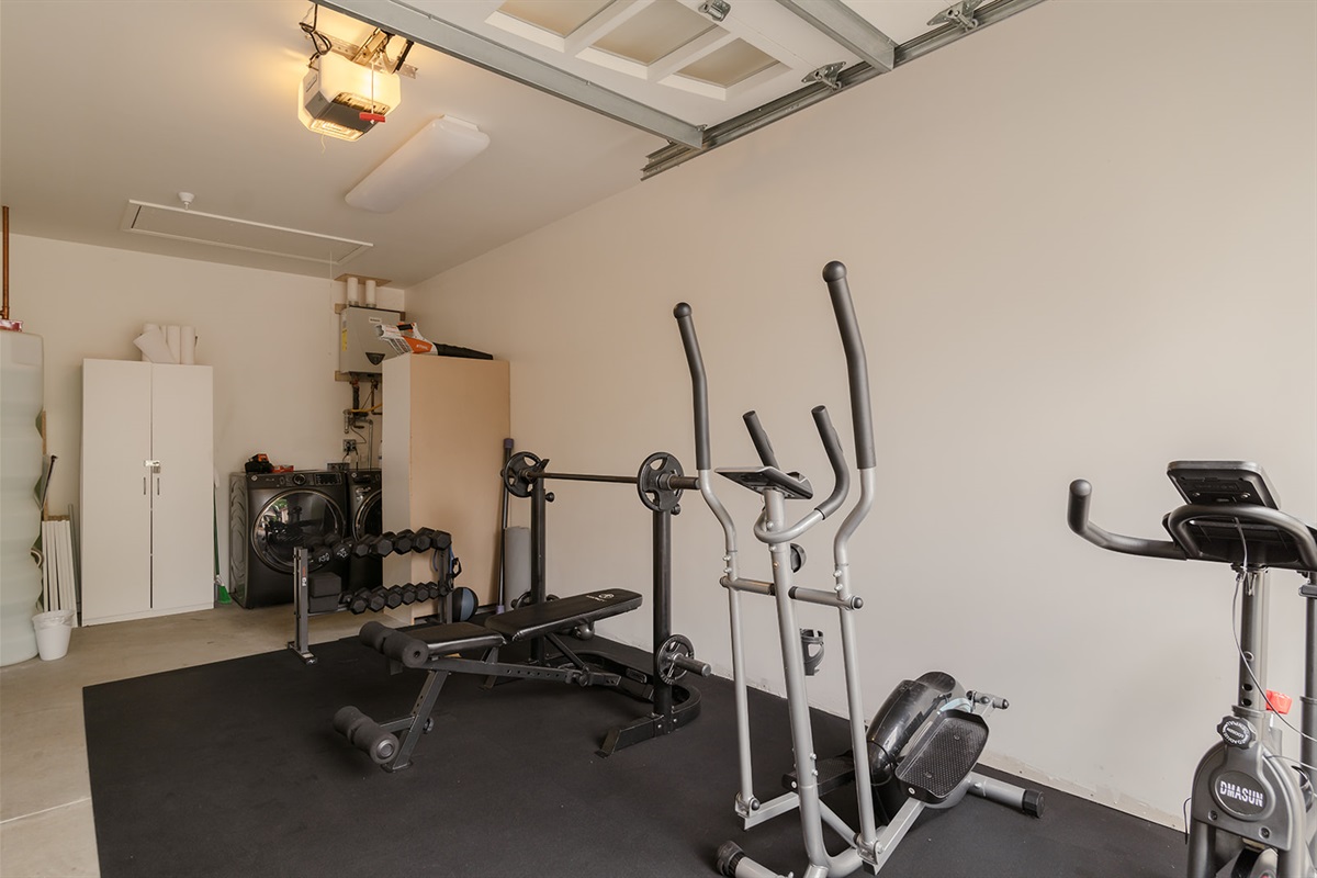 Fitness area in garage
