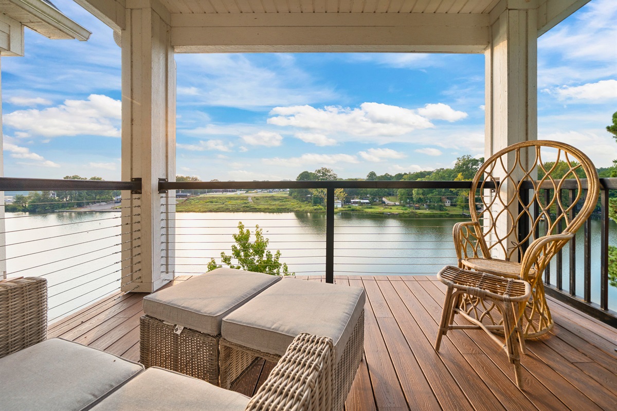 Balcony seating area ideal for relaxing or taking in the views.