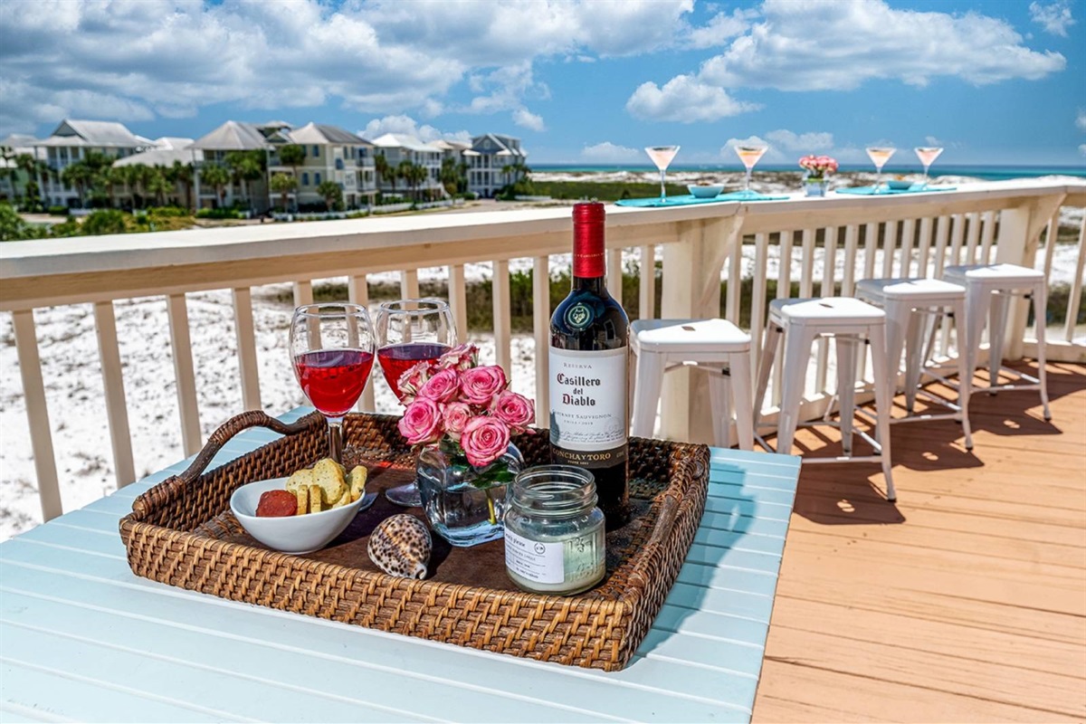 Skip the crowded restaurants. The best table in Destin is at this dune-front retreat — The Perch's deck seats 6 with Gulf views.