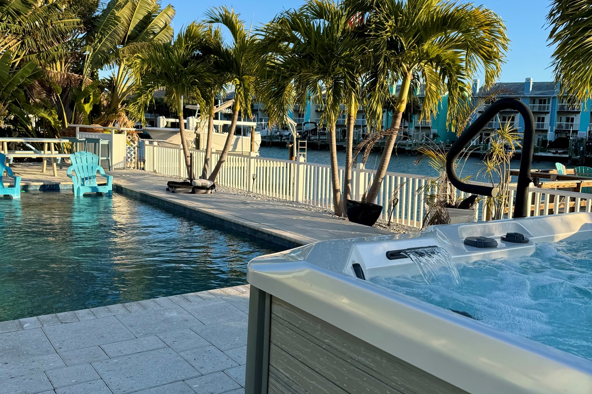 Dip in the pool or relax away in the hot tub