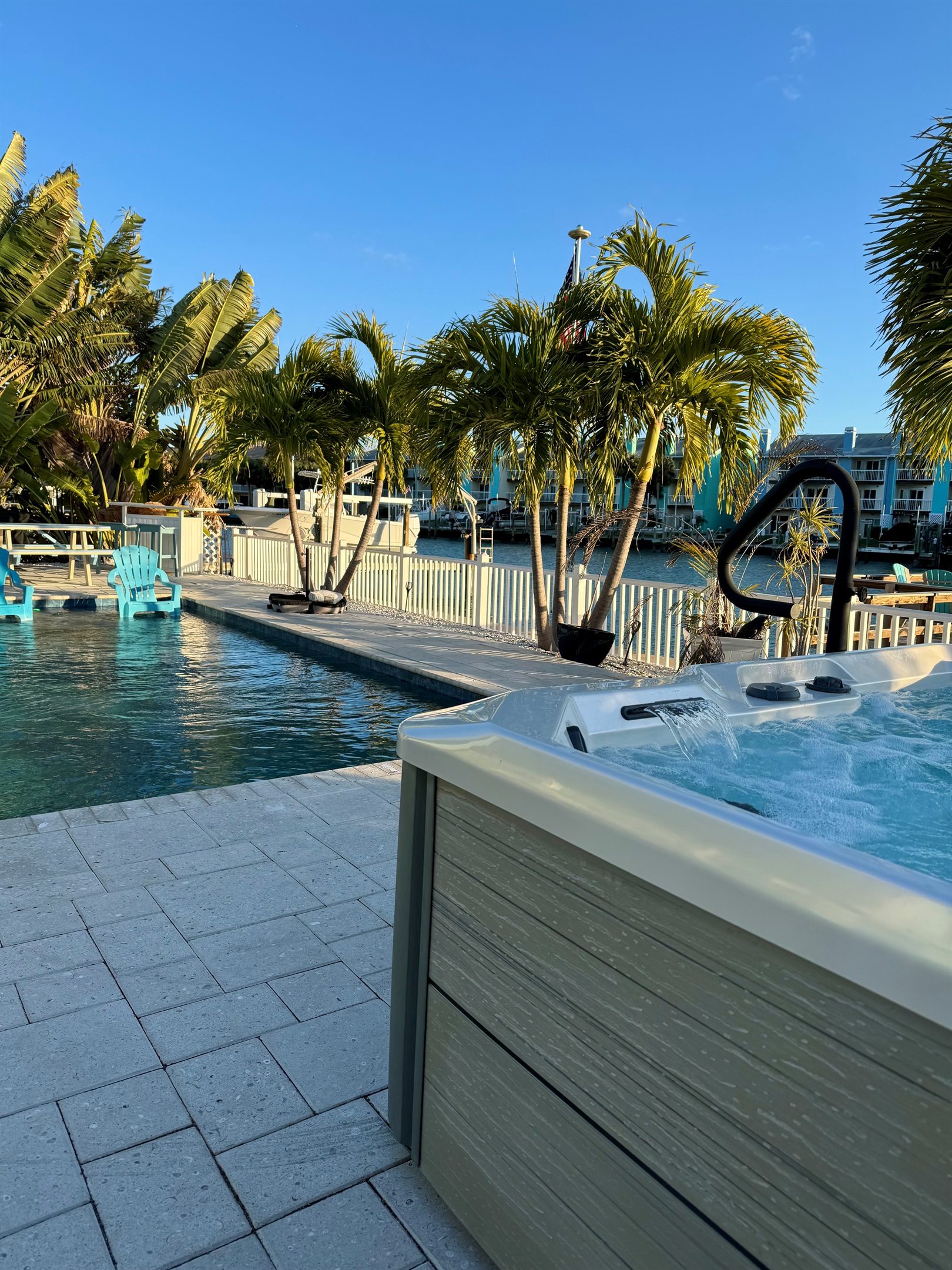 Dip in the pool or relax away in the hot tub