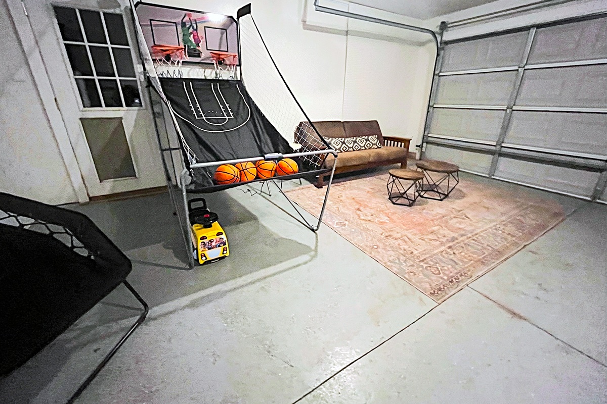 The kiddos can enjoy playing games in the garage.