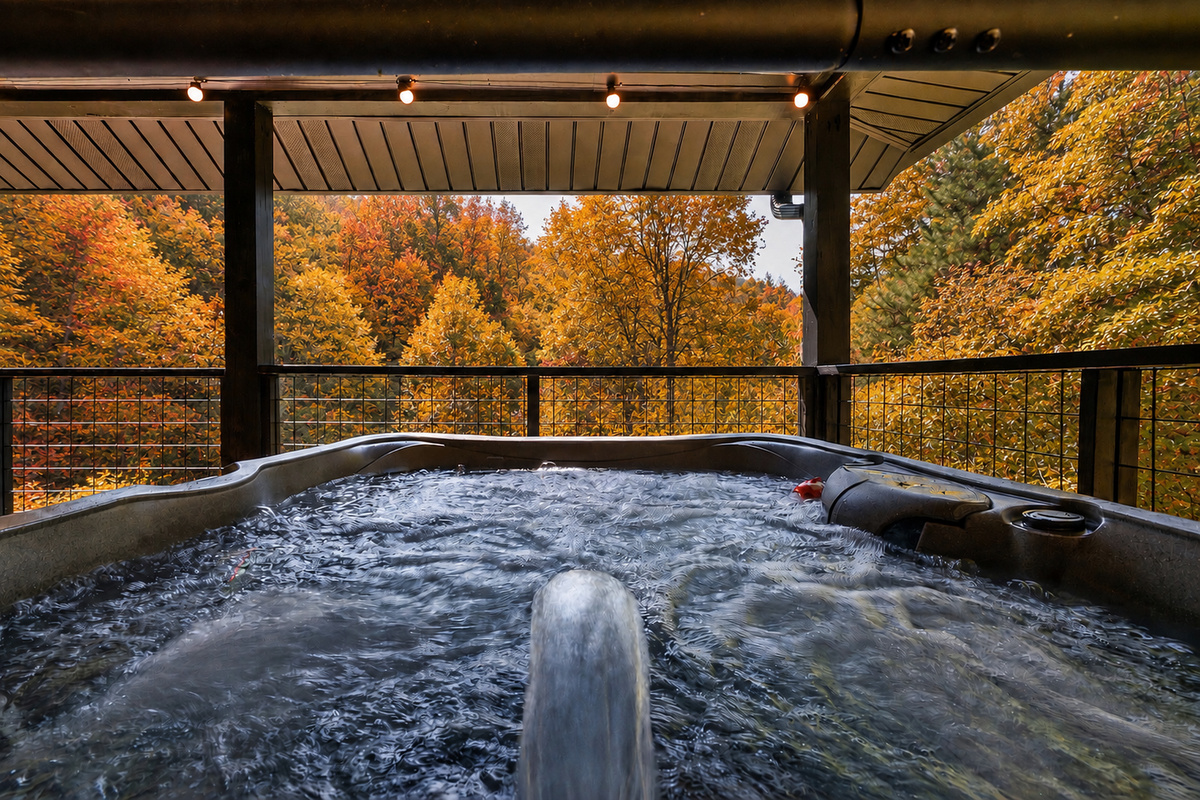 Take in the view in your private hot tub
