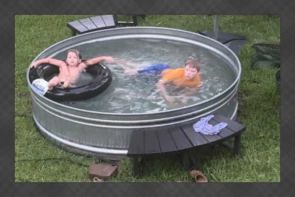 Cooling off in the cowboy stock tank pool!