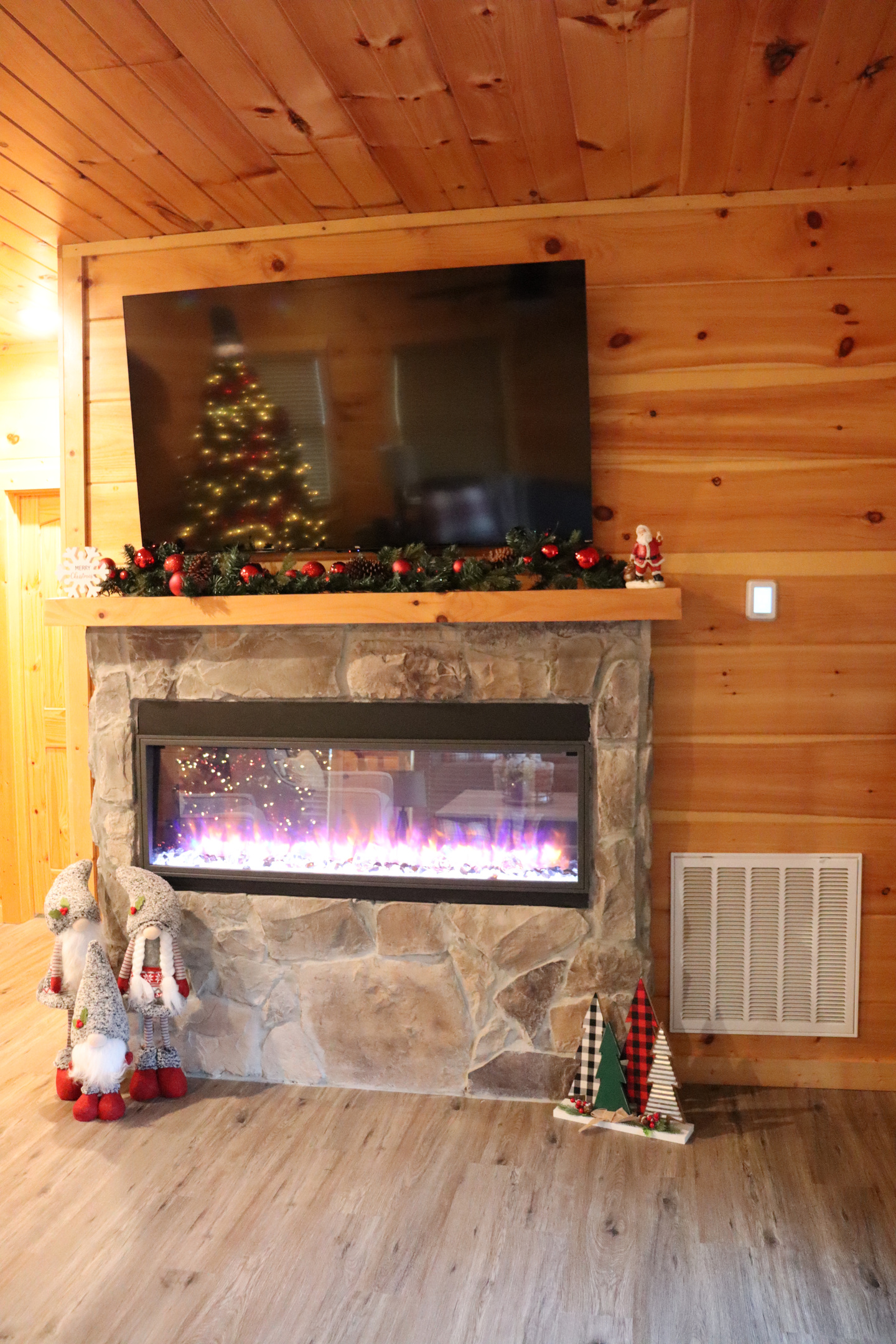 Cozy electric fireplace with holiday decor hits this fall! 