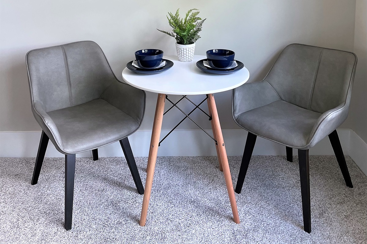 Bistro set in suite above converted space