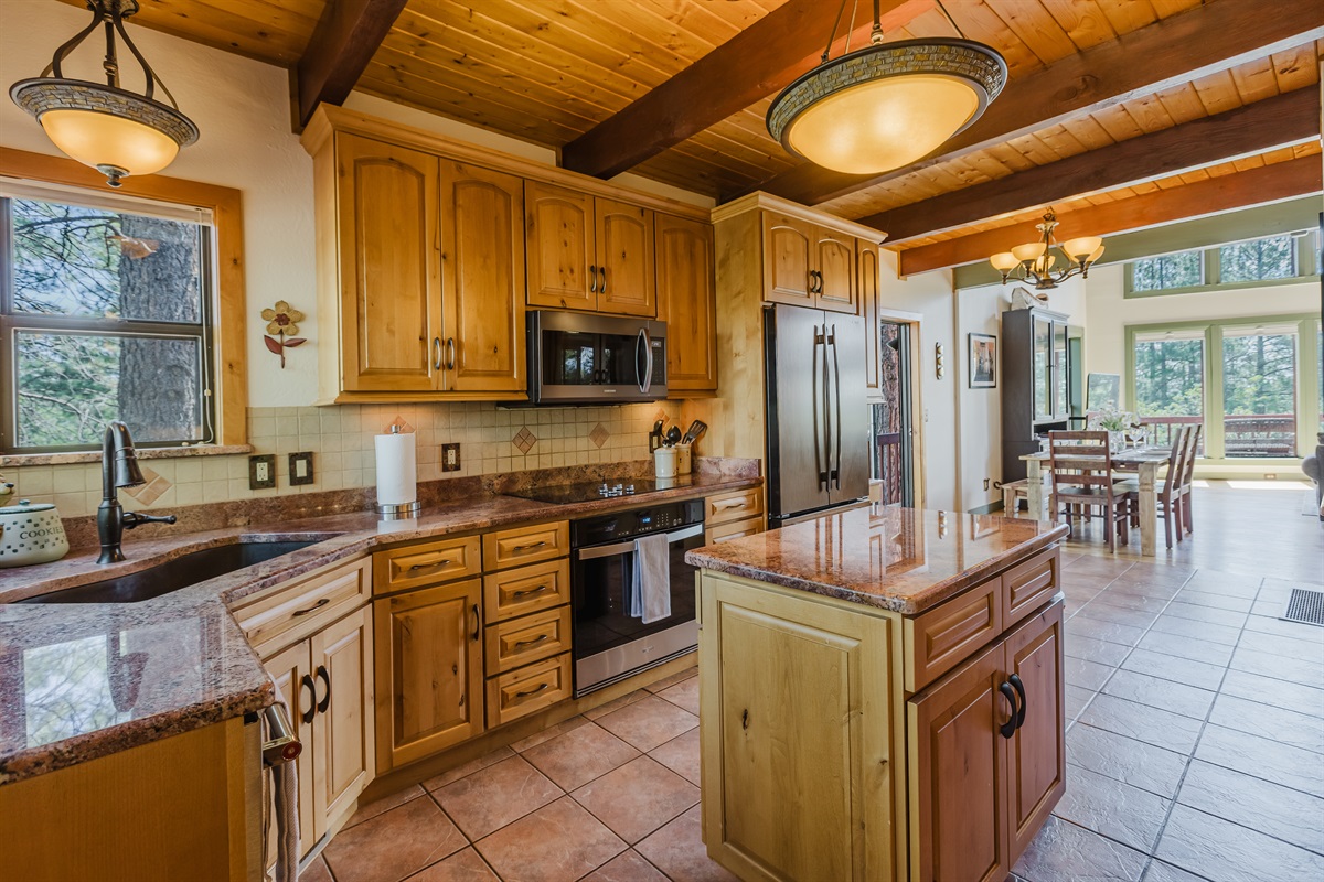 A warm and welcoming kitchen with everything you need to prepare meals after a day of exploring.