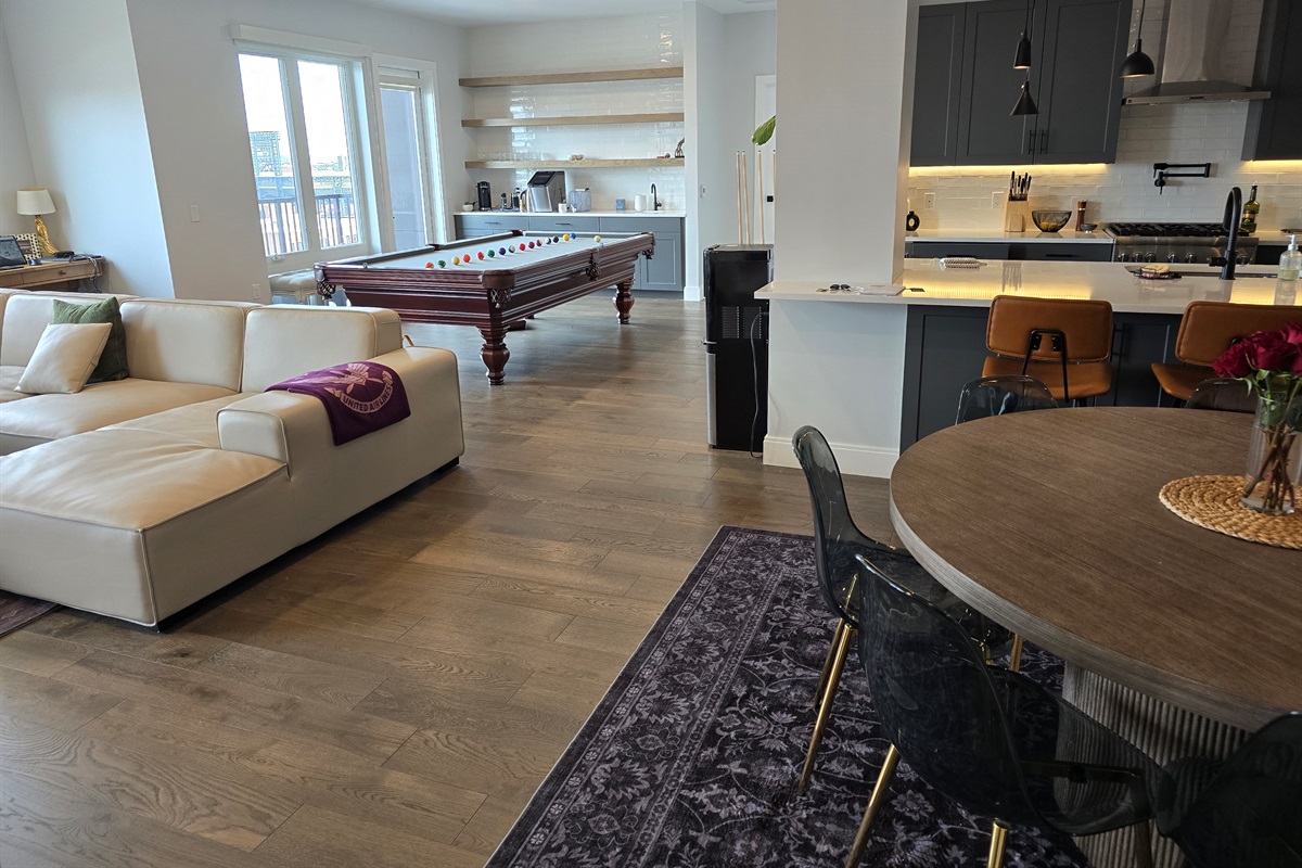 Open floor plan has everything connected