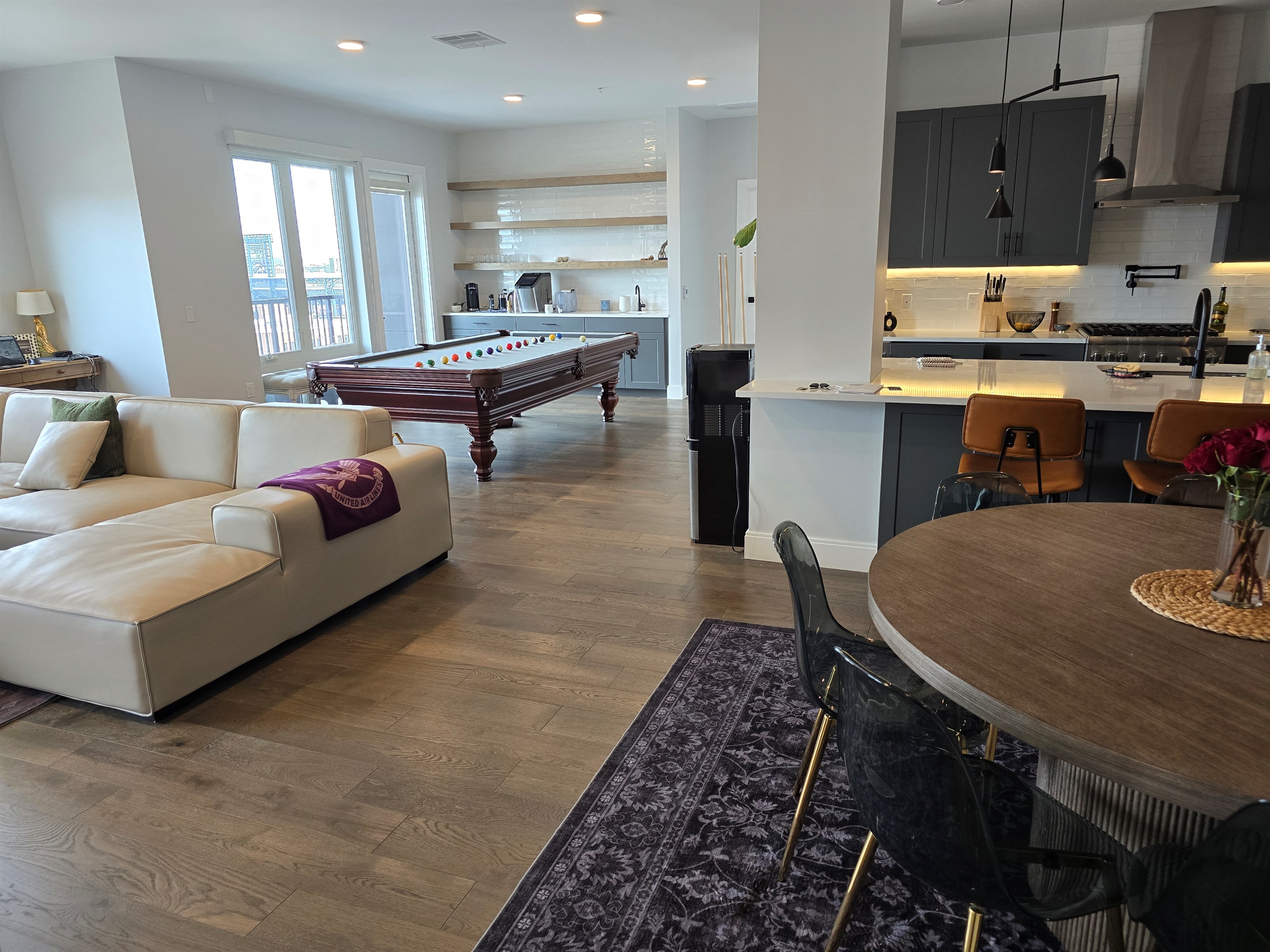 Open floor plan has everything connected