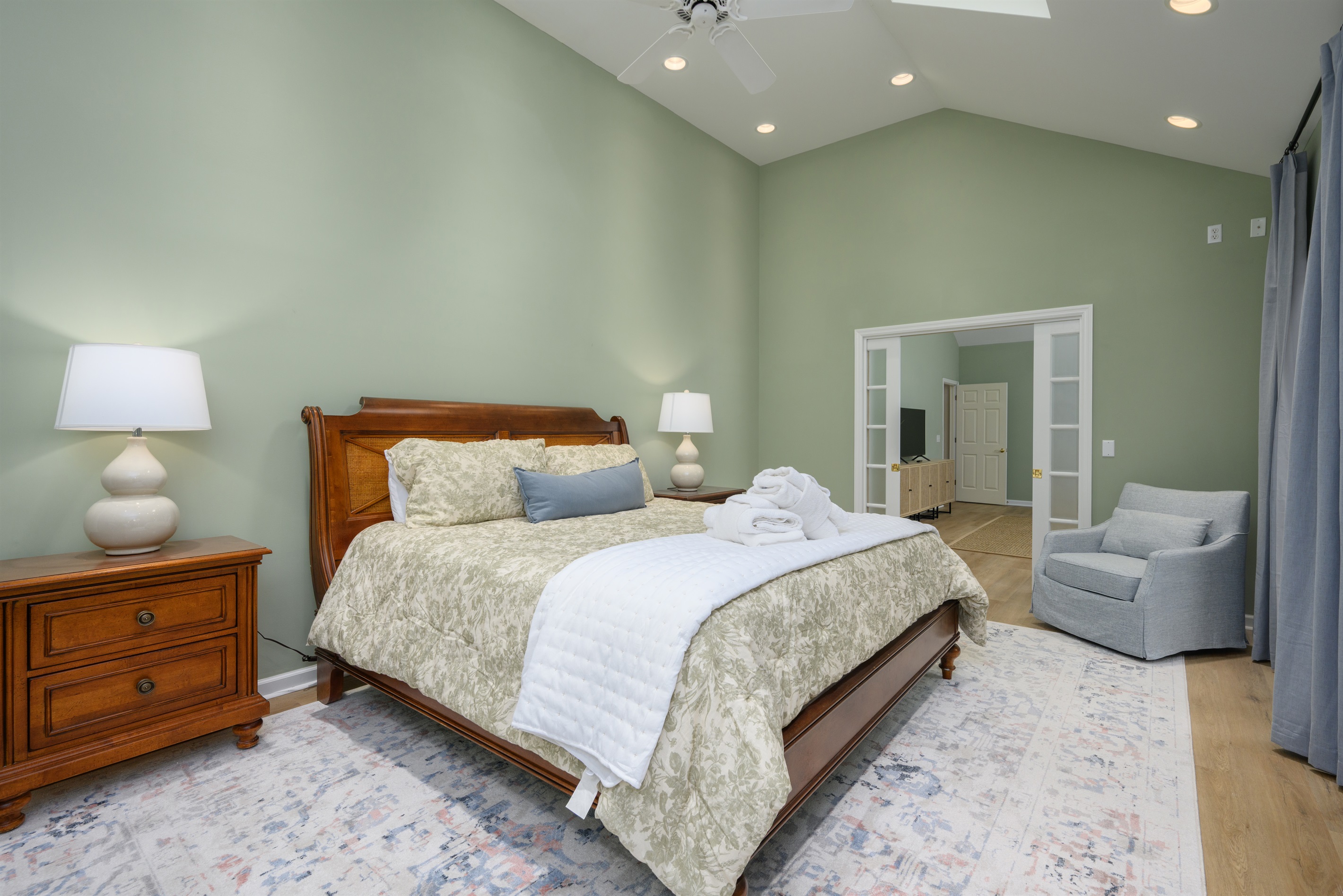 View from primary bedroom into sitting room