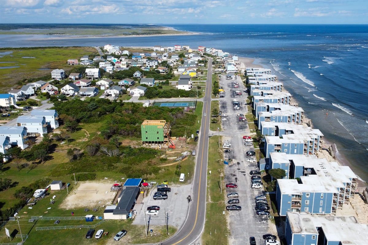 North Topsail Beach drone shot looking at New River Inlet