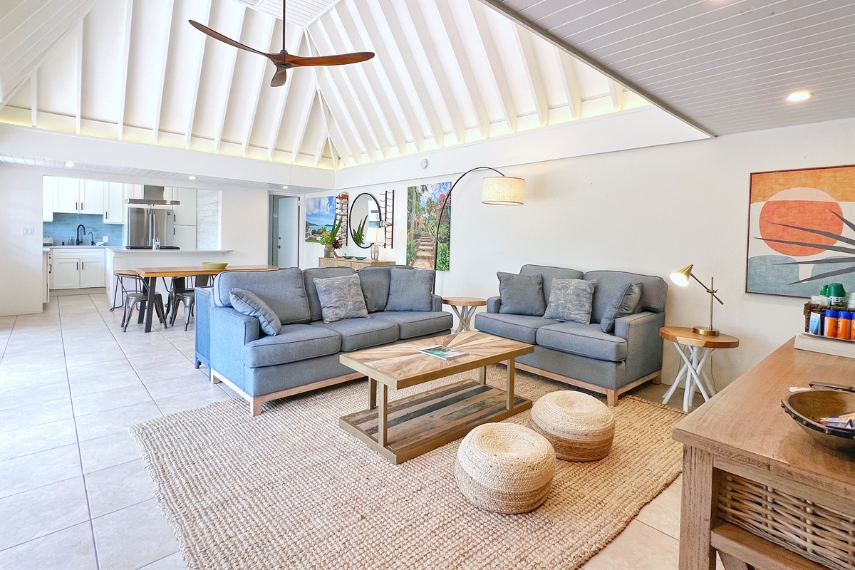 The ultimate hangout space&mdash;big sofas, modern touches, and a relaxed vibe.