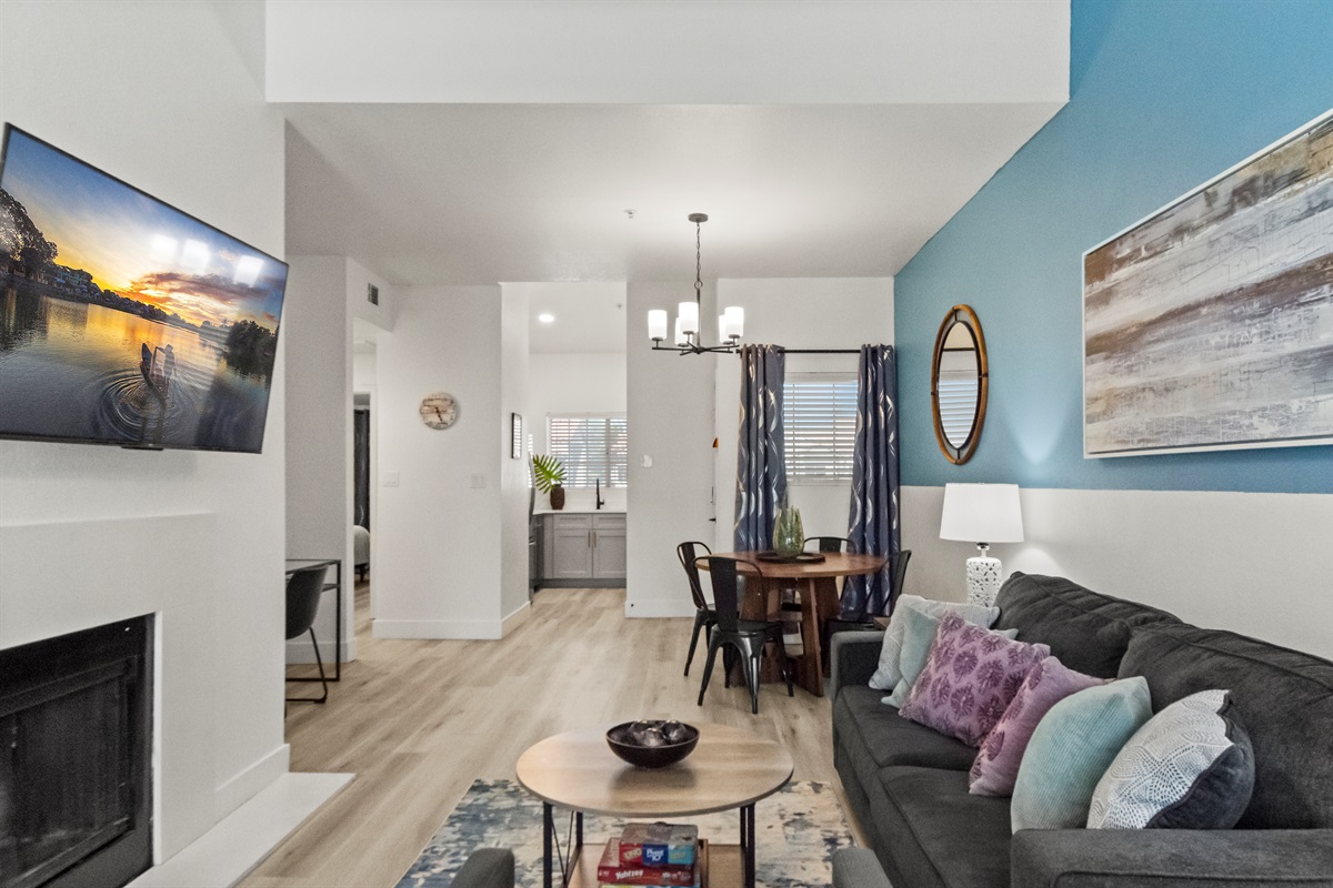 Inviting living room and dining area made for connection