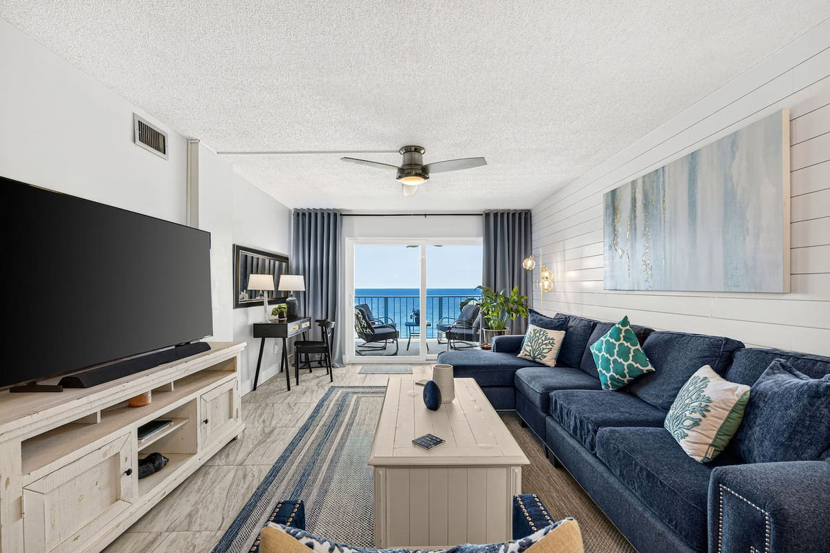Enjoy Gulf views from spacious living room