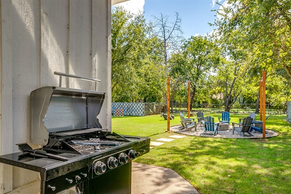 Grill out in the backyard with this brand-new gas BBQ just off the patio