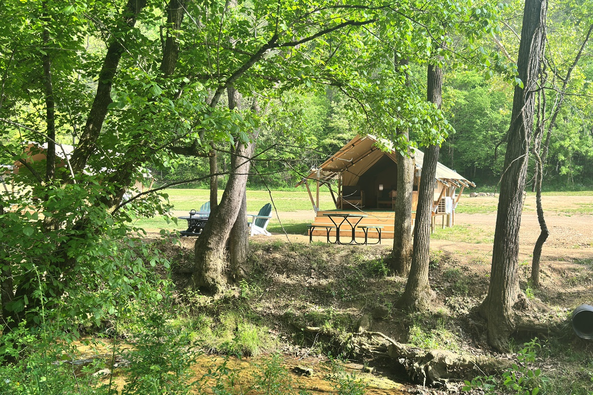 Enjoy a lovely fire by the creek.