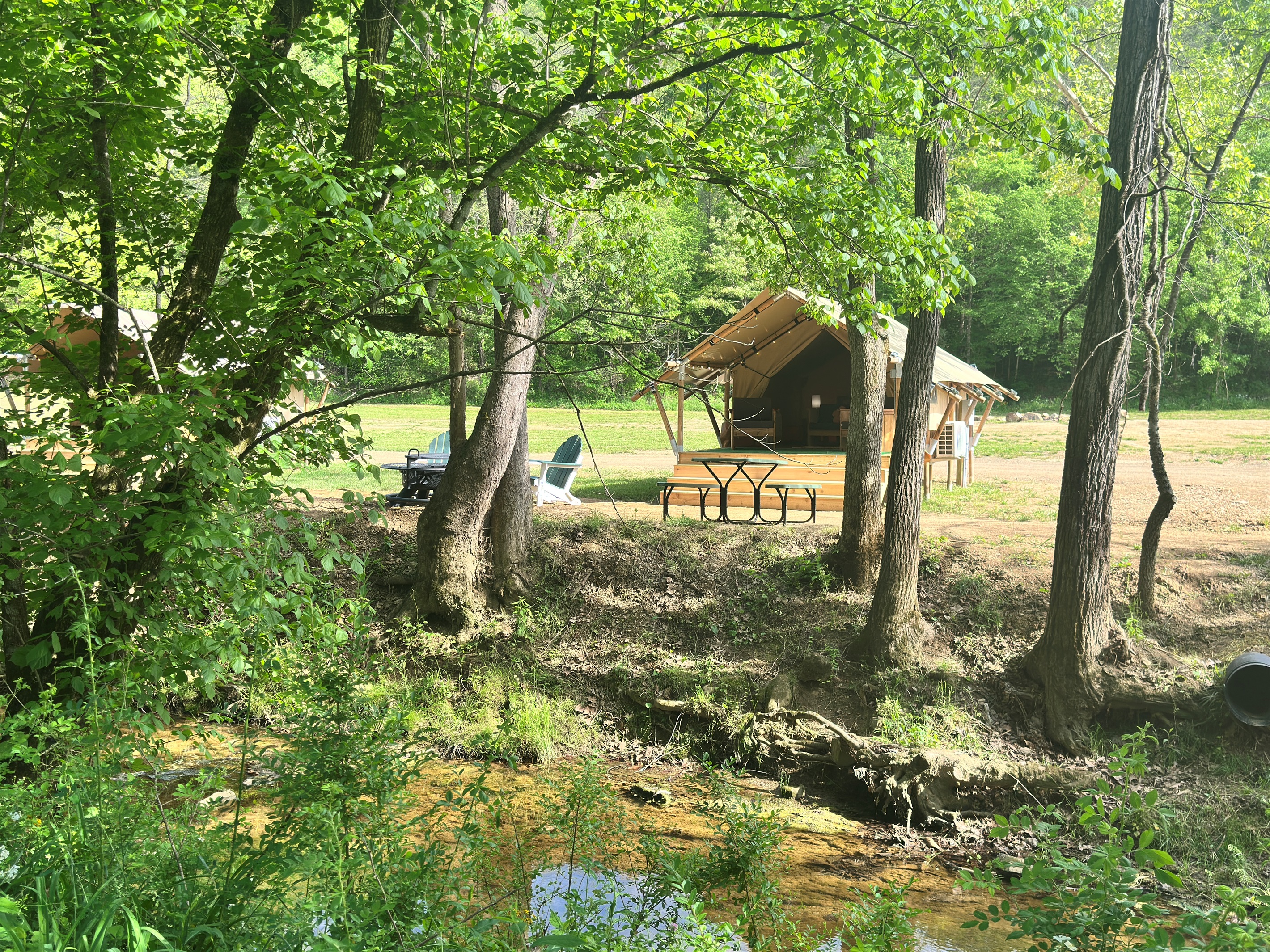 Enjoy a lovely fire by the creek.