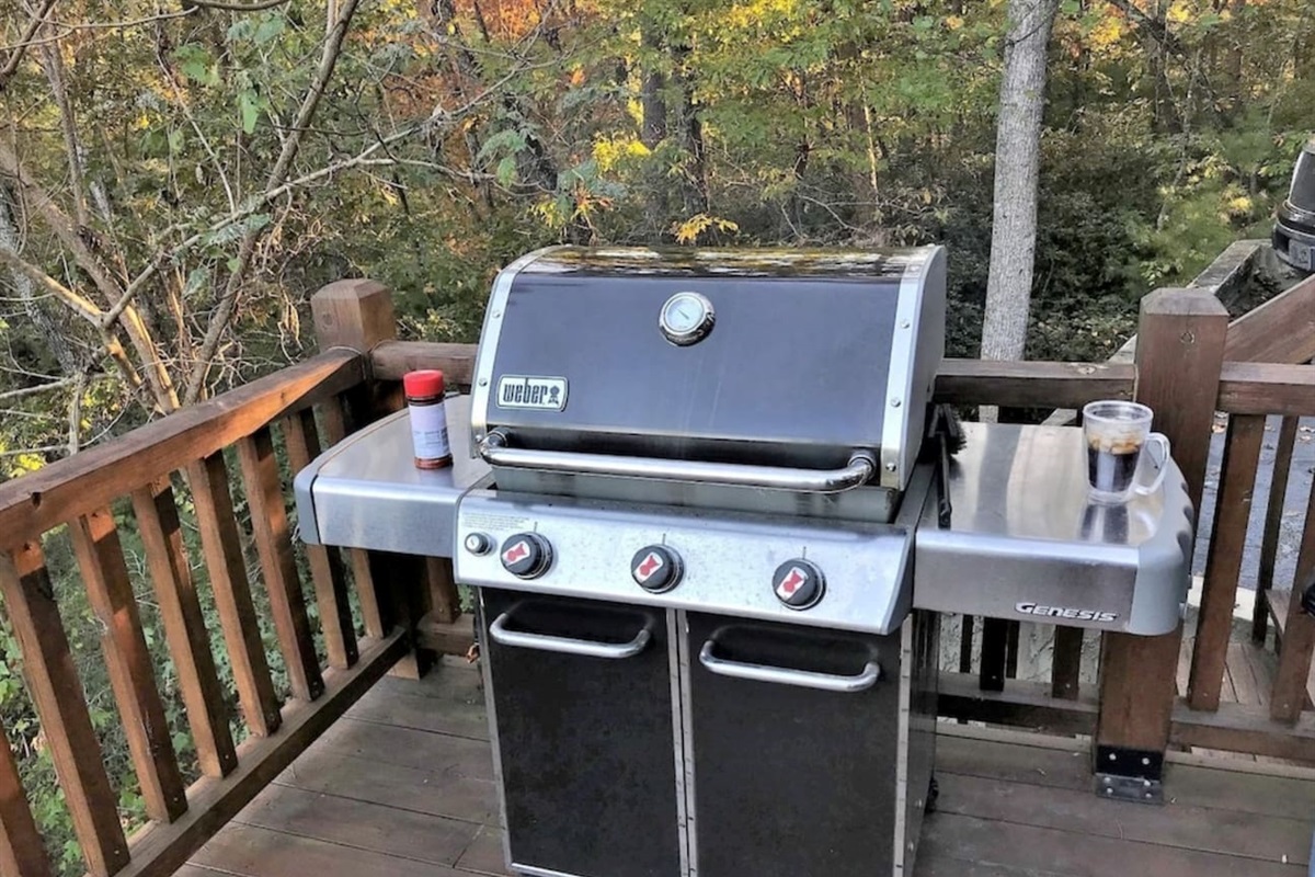 Gas grill at the cabin. Perfect for grilling 