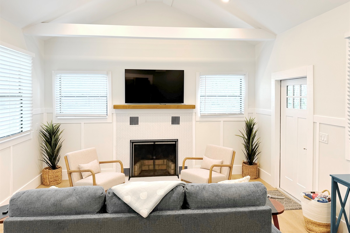 Vaulted ceilings with modern coastal feel