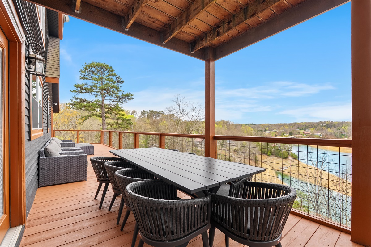 Huge outdoor dining table (seats 10), with tons of comfy lounge seating