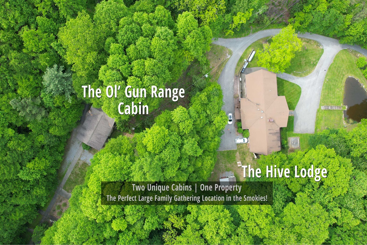 overhead shot of the two cabins