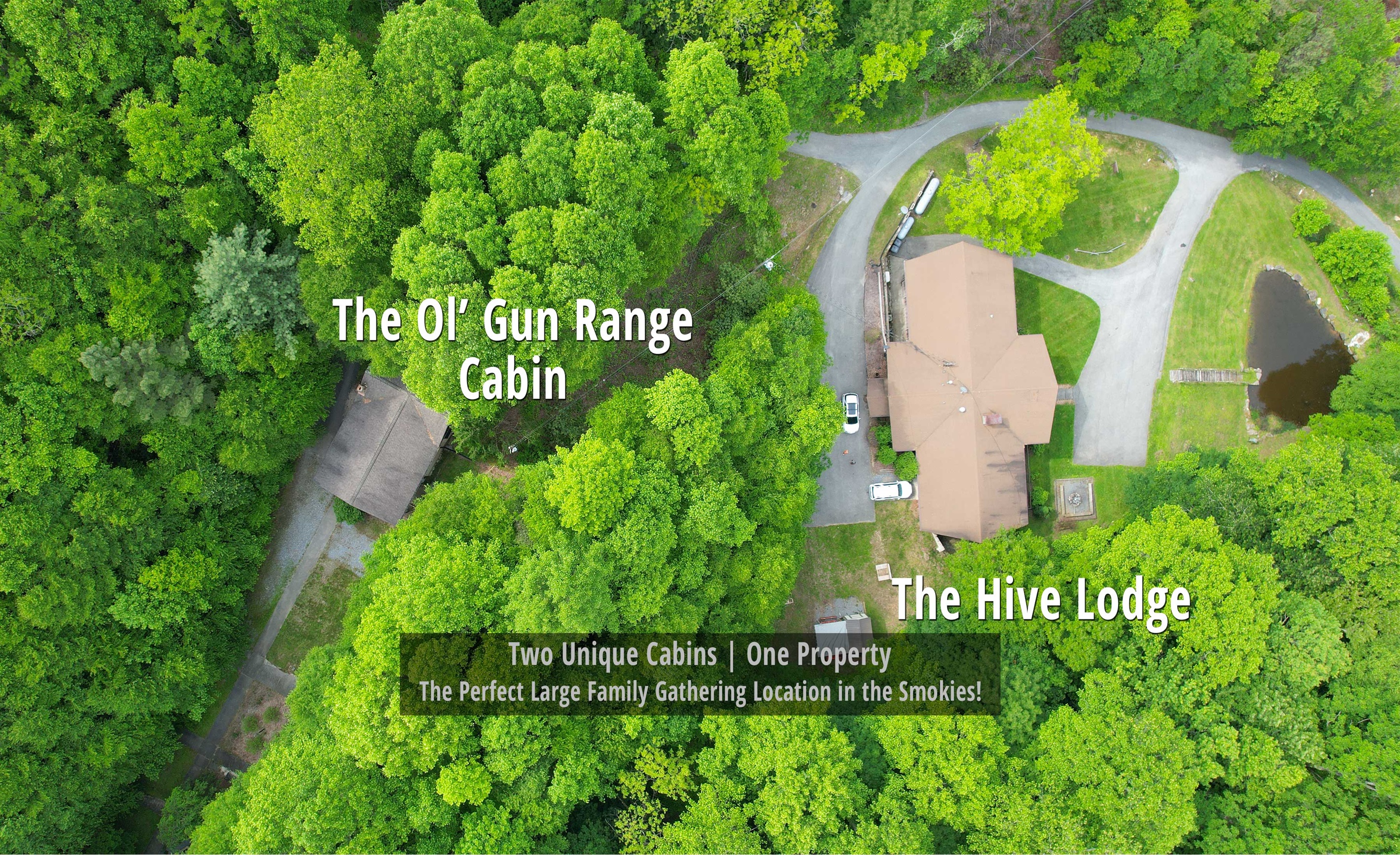 overhead shot of the two cabins