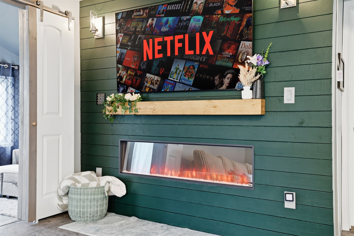 Log in to watch your favorite movies on our 50-inch smart TV. 