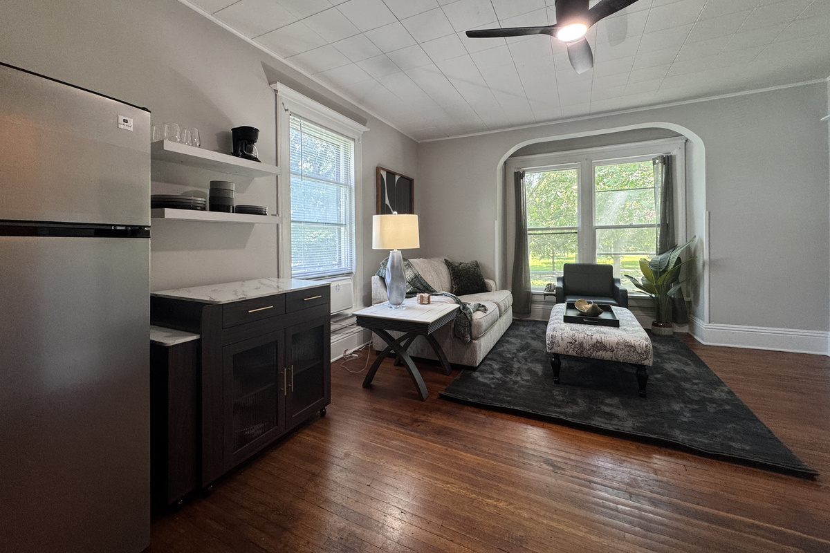 Open concept living room and kitchen area