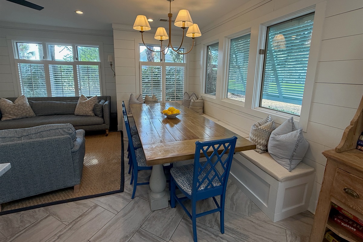 Dining table with built in bench seating