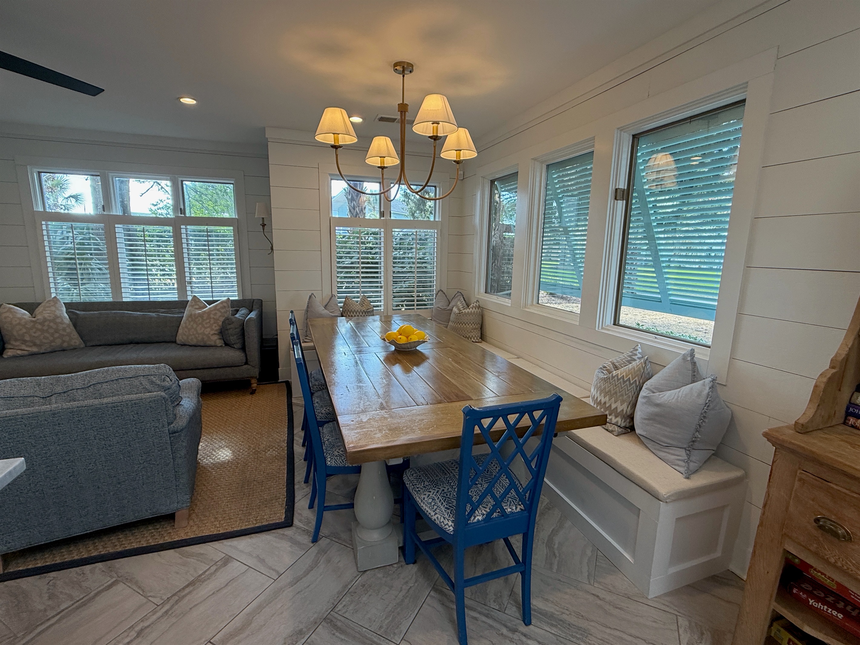 Dining table with built in bench seating