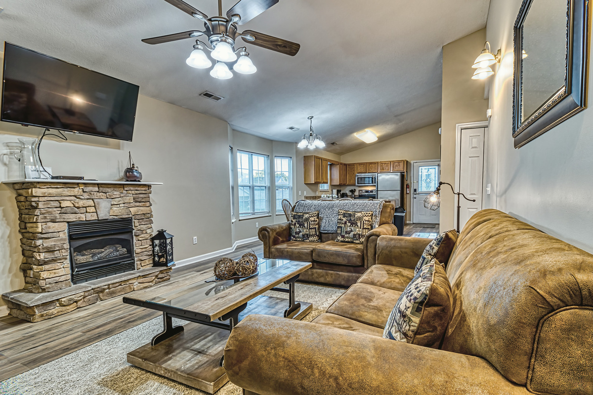 Gas fireplace to keep you warm during the winter. We also have central heat and air-conditioning.