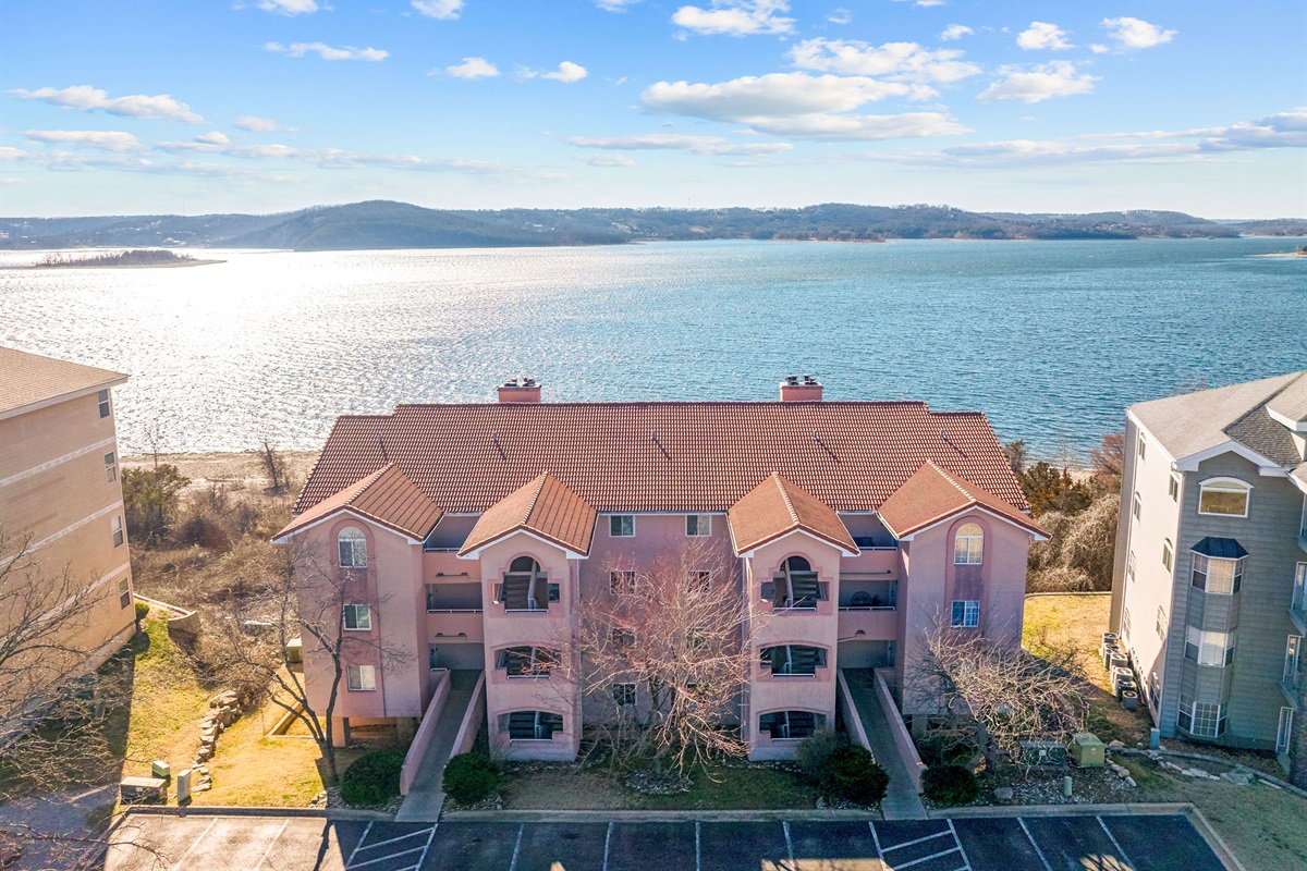 Beautiful waterfront building just steps from the shoreline.