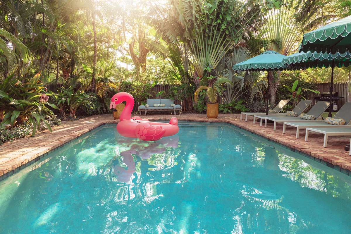 Our idyllic, sun-splashed pool (shared) is right out of a summer dream.