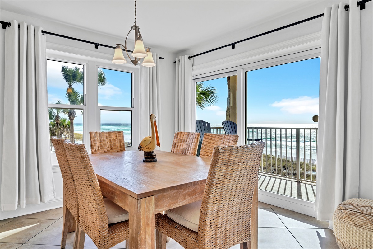 Gulf Front Dining - Seating for 8 at the Dining Table and 6 at the adjacent Counter Height Bar in the Kitchen!