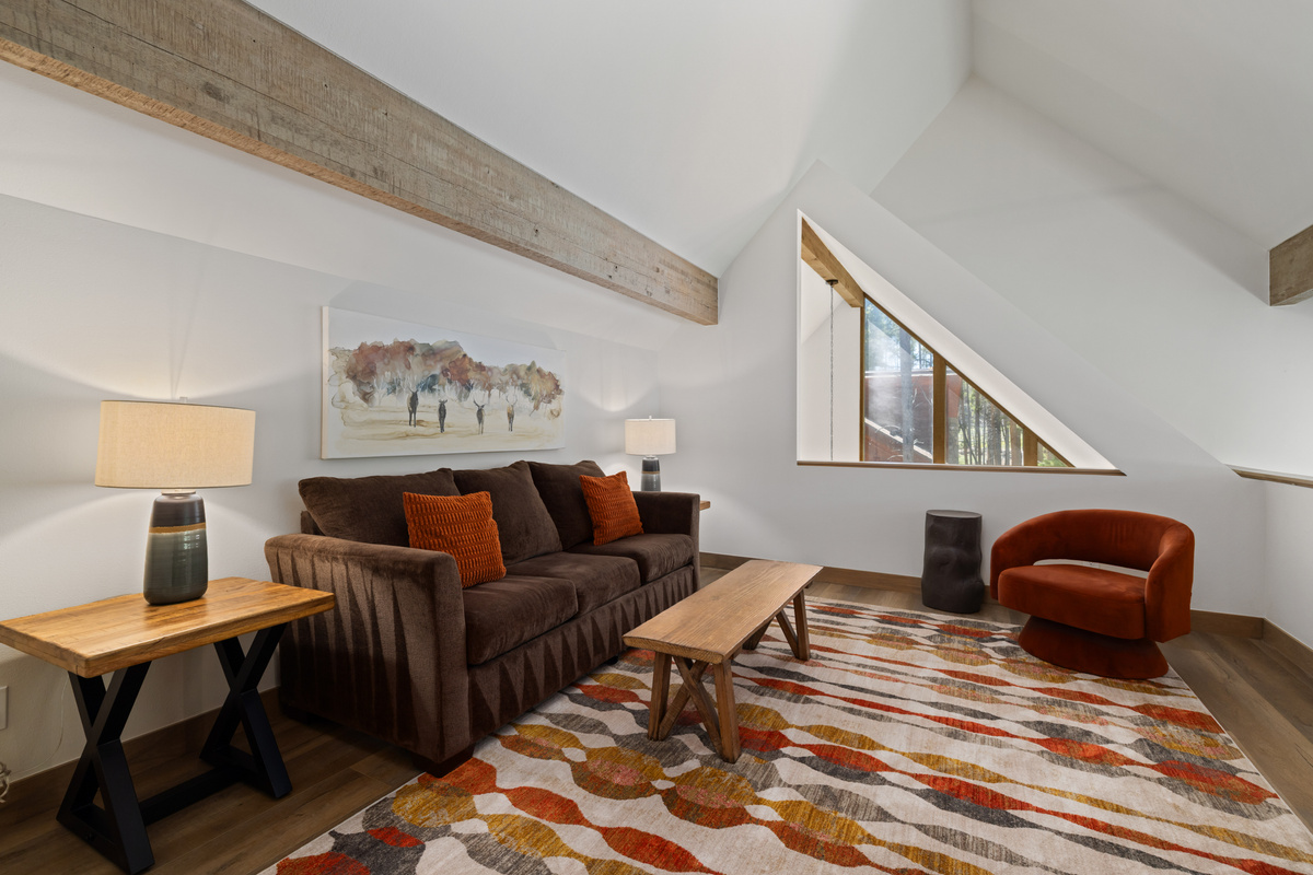 Loft with Queen sofa sleeper and lounge chair.  A great place to escape!