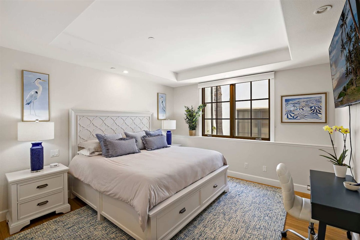 Sleep soundly on our new premium king mattress and fine linens.