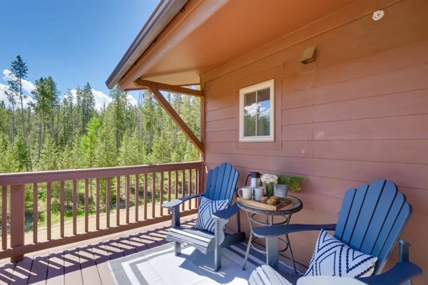 Adirondack chairs on private deck