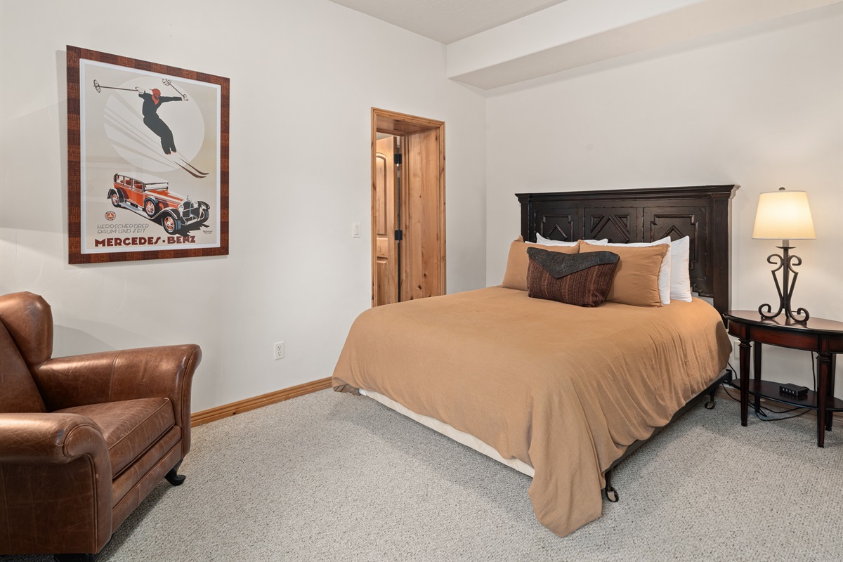 Comfortable bedroom with rustic decor touches