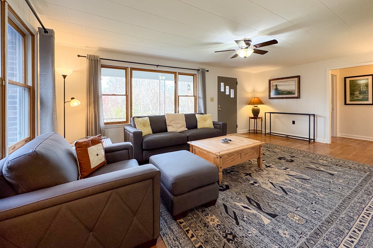 Living Room with comfy sofas and a smart TV